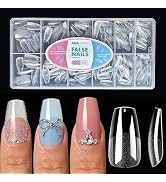 AKA Unicorn Square Nail Tips - 600Pcs Soft Gel Tips, Half Matte False Nails,Full Cover Fake Nail ...