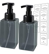 LEWISTIN Foaming Soap Dispenser, 2 Pack Refillable Foam Soap Dispenser (Dark Grey) with 10 Pcs Wa...
