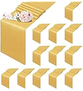 12 Pack Table Runner, 12x108in Satin Disposable Tabletop, Washable Bright Silk and Smooth Fabric,...