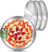 Offiper Stainless Steel Plates, 4 Set 6.7 inch 304(18/8) Metal Food Serving Plate, Reusable Snack...