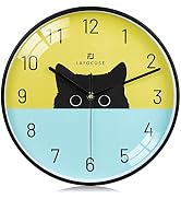 Lafocuse Black Cat Clock for Kids, Cat Wall Clocks Battery Operated 12 Inch | Silent Non Ticking,...