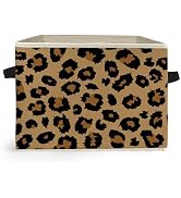 Ghoaoivo Retro Brown Leopard Storage Box Bins, Trendy Cheetah Animal Print Collapsible Storage Ba...