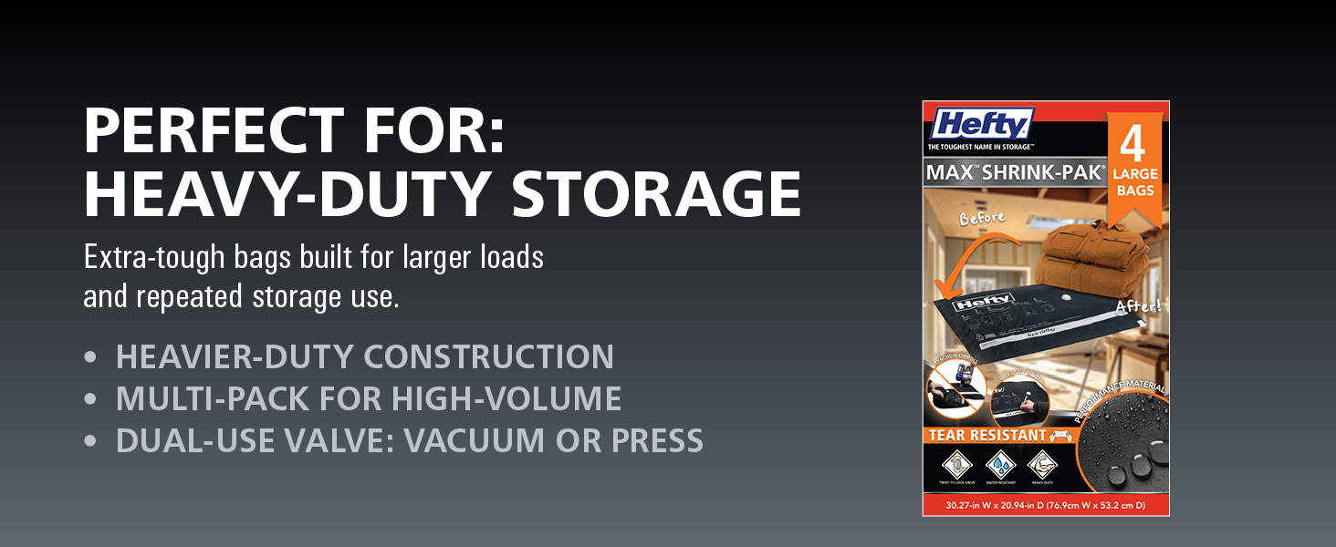 Heavy-duty storage bags for large loads and repeated use