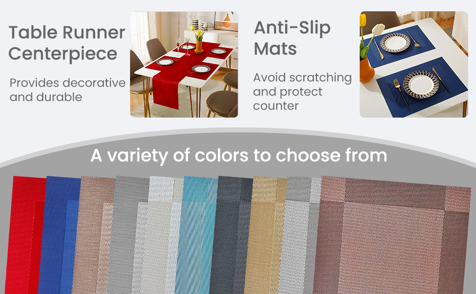 There are placemats available in a variety of colors.