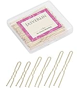 JASVERLIN Blonde U Shaped Hair Pin for Buns, Gold Large Mini U Bobby Pins for Women Girls Updo We...