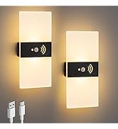 SURPALIG Wall Sconce Set of 2, Motion Sensor Light Indoor, 4000mAh Battery Operated Wall Sconces ...