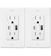 USB C Outlets Fast Charging,Greencycle 2PK 15Amp Electrical Outlet with USB C Ports,Quick Charge ...