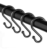 Metal Shower Curtain Hooks,Set of 12 Rings,Rust Resistant S Shaped Hooks Hangers for Shower Curta...