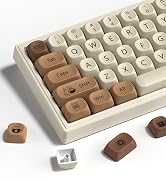 dagaladoo Cute Brown PBT Keycap Set,Coffee cat MOA Profile Keycaps 60 75 100 Percent,Dye-Sub 134-...