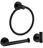 Marmolux Acc - 3 Piece Bathroom Hardware Set with Matte Black Toilet Paper Holder, Towel Ring & T...