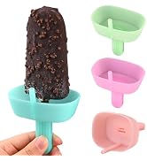 WMKGG Silicone Popsicle Holders for Kids, 4 Pack Reusable Drip-Free Ice Pop Stick Holder with 2 S...