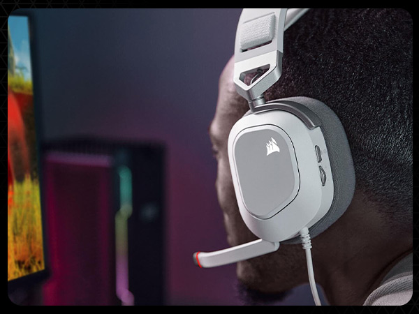 gaming headset, streaming headset, esports headset, white headset