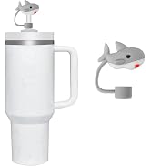 Shark Straw Cap Straw Cover for Stanley 40&30 Oz Cup, 10mm Silicone Covers Cap for Stanley Cup Ac...