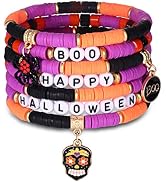 FAERLIIRY Preppy Beaded Bracelets Heishi Stretch Bracelet for Woman Girls Teens Evil Eye Polymer ...