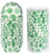 SKIDEC Standard Cupcake Liners 300 Counts Tropical Palm Leaves Paper Baking Cups Hawaiian Theme P...