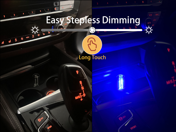 Touch-controlled USB car LED ambient light with adjustable brightness