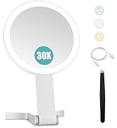 B Beauty Planet 30x/1x Magnifying Travel Mirror with Light, Double-Sided Rechargeable Adjustable ...