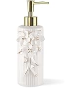 NEWHENGS Handmade Ceramic Flower Soap Pump Dispenser Hand Lotion Liquid Dispenser Refillable for ...