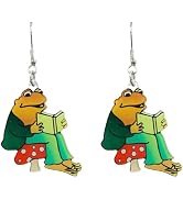 Frog Earrings For Women, Asymmetrical Think Animal Book Fun Unique Creative Animal Dangling Trend...