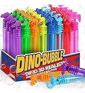 Dinosaur Birthday Decoration, 3D Detail Mini Bubble Wands Bulk 32 Pack, Neon Dino Party Favors Su...