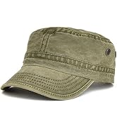 VOBOOM Washed Cotton Military Cadet Army Caps Unique Design Vintage Flat Top Hat