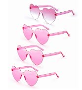 Iioscre Heart Shaped Sunglasses for Women:4 Pairs Colorful Rimless Heart Glasses Transparent Hear...