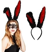Haakong Bunny Ears Headband Long Furry Rabbit Ears Headband Bunny for Women Halloween Costume Hea...