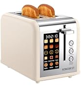 2 Slice Touch Screen Toaster Stainless Steel Digital Touchscreen with Wide Slots, Reheat & Defros...
