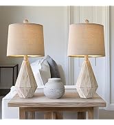 PoKat 20.25" Rustic Table Lamp Set of 2 for Bedroom Living Room Vintage Retro Traditional Nightst...