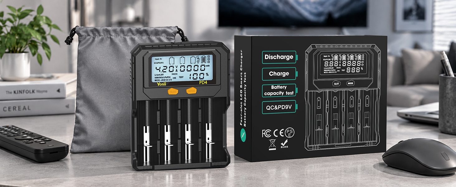 Yonii PD4 Smart Battery Charger Kit with LCD Display
