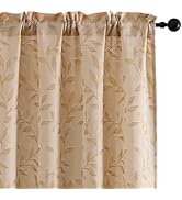 Chyhomenyc Mila Gold Curtains 63 inch Length 2 Panels Set, Light Filtering Semi Sheer Rod Pocket ...
