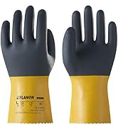 LANON PVC Coated Chemical Resistant Gloves, Reusable Heavy Duty Safety Work Gloves, Acid, Alkali ...