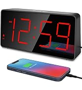 Peakeep Digital Clock, Alarm Clock for Bedrooms with USB Charger Port - Large Big Numbers 5 Brigh...