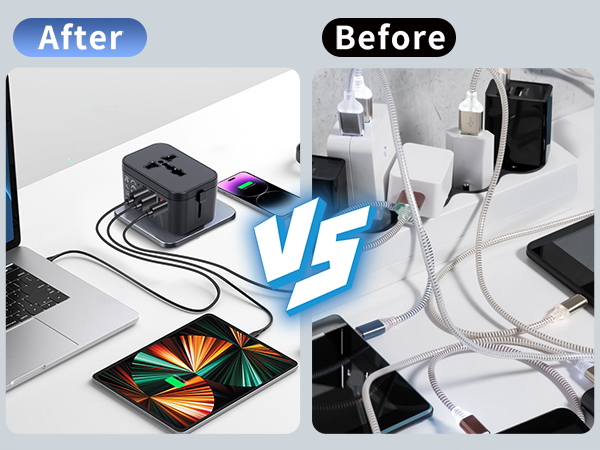 pocket charger small light all in one 4 ports charging fast 5 in 1 universal travel adapter