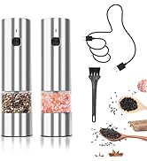 Mini Electric Salt and Pepper Grinder Set, Automatic Salt and Pepper Grinder Set, Electric Salt S...