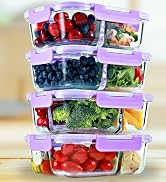 Glass 3 and 2 compartment meal prep containers reusable microwave safe bento lunch box for women