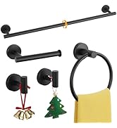 Twirobt 5-Piece Matte Black Bathroom Hardware Set, Towel Racks Set for Bathroom SUS304 Stainless ...