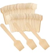 Piopiocoing 300pcs 3.75'' Disposable Mini Wooden Spoons,Tasting Spoons for Ice cream,Square End,B...