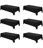 Aocoz Rectangle Tablecloths 60x120 Inch 6 Pack Black Tablecloth Washable Decorative Linen Polyest...