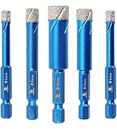 Diamond Drill Bit,BRSCHNITT 5pcs/Pack 1/4 5/16 3/8 1/2 Inch Diamond Hole Saw Drill Bit for Porcel...