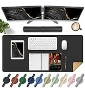 Large Desk Pad Mat 47.2" x 17", Office Desk Mat, Non-Slip PU Leather & Cork Desk Blotter for Keyb...