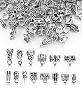 JIALEEY 125 Piece Mixed Antique Tibetan Silver Bail Tube Beads, Bail beads, Spacer Bead, Bead Han...