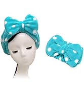 Shintop Sweet Super Soft Caroset Polka Dots Wash Cosmetic Headband Hairlace (Dark Blue Polka Dots)