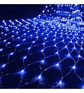 WATERGLIDE Outdoor Christmas Net Lights, 12FT x 5FT 360 LED Mesh String Light with 8 Lighting Mod...