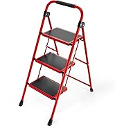 KINGRACK Step Ladder, 3 Step Ladder with with Anti-Slip and Wide Pedal,Portable Foldable Step Sto...