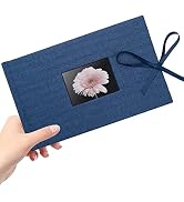 Fabmaker Small 4x6 Photo Album with Memo Areas, Picture Album Holds 50 Horizontal Photos, Linen F...