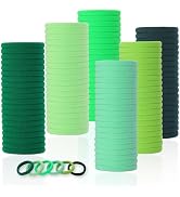 LuSeren 120 Pcs Green Hair Ties for Women, No Damage Soft Seamless Nylon Hair Elastics for Thick ...