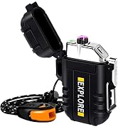 Electric Lighter,Plasma Lighter Waterproof Arc Lighter Windproof USB Lighter Rechargeable with Em...