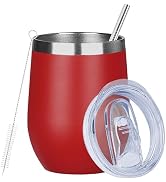 MEZMUT 12 Oz Insulated Wine Tumbler with Lid Double Wall Vacuum Stainless Steel Wine Glass Coffee...