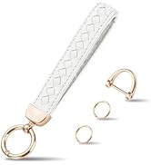 Hamdecro Genuine Leather Car Keychain, Handmade Knit Sheepskin Key chains for Women, Universal Ke...
